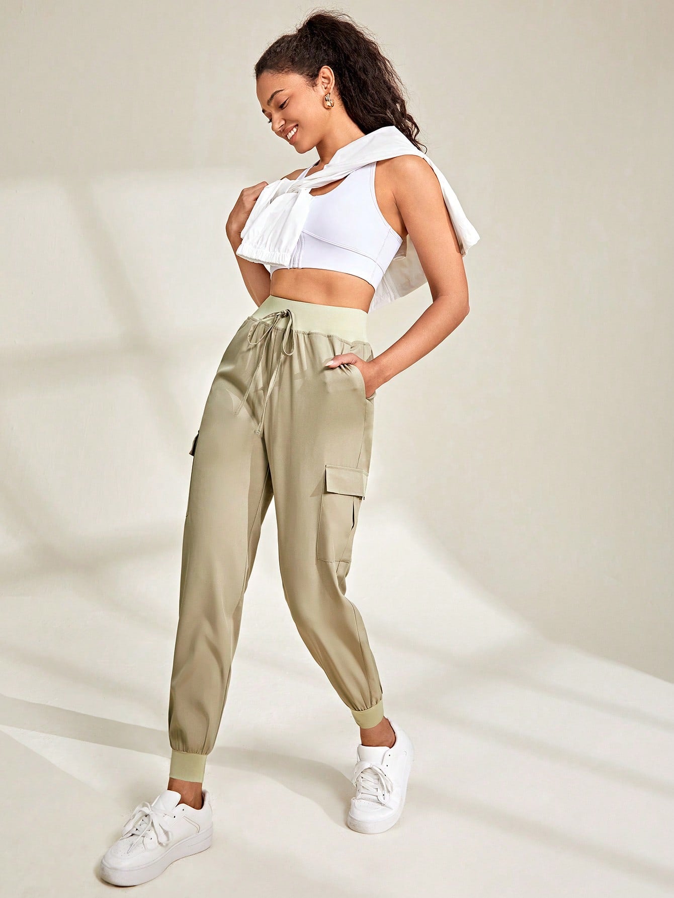 Daily&Casual Women'S Solid Color Elastic Waist Sweatpants