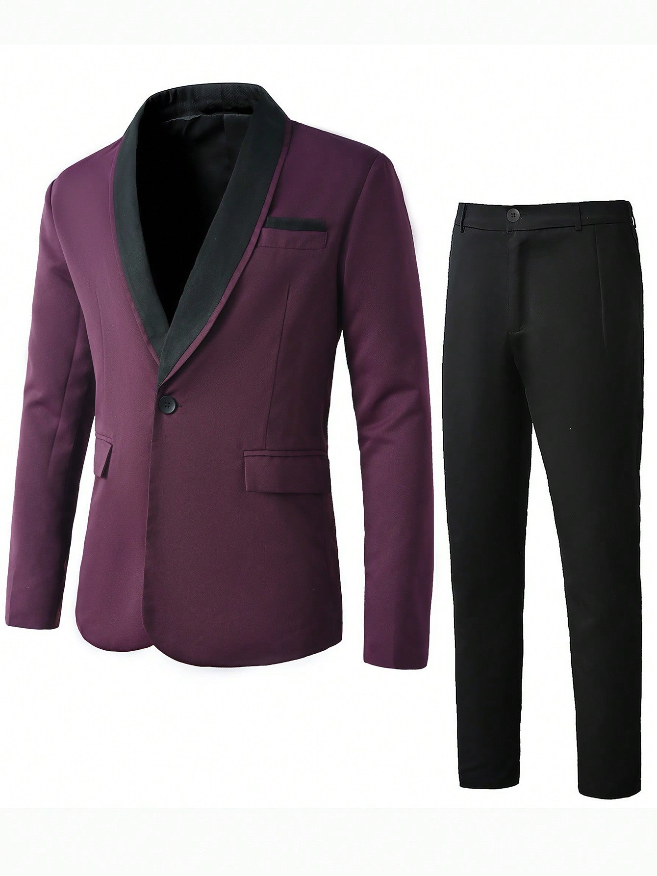 Manfinity AFTRDRK Men's Contrast Shawl Collar Suit Blazer And Pants Set