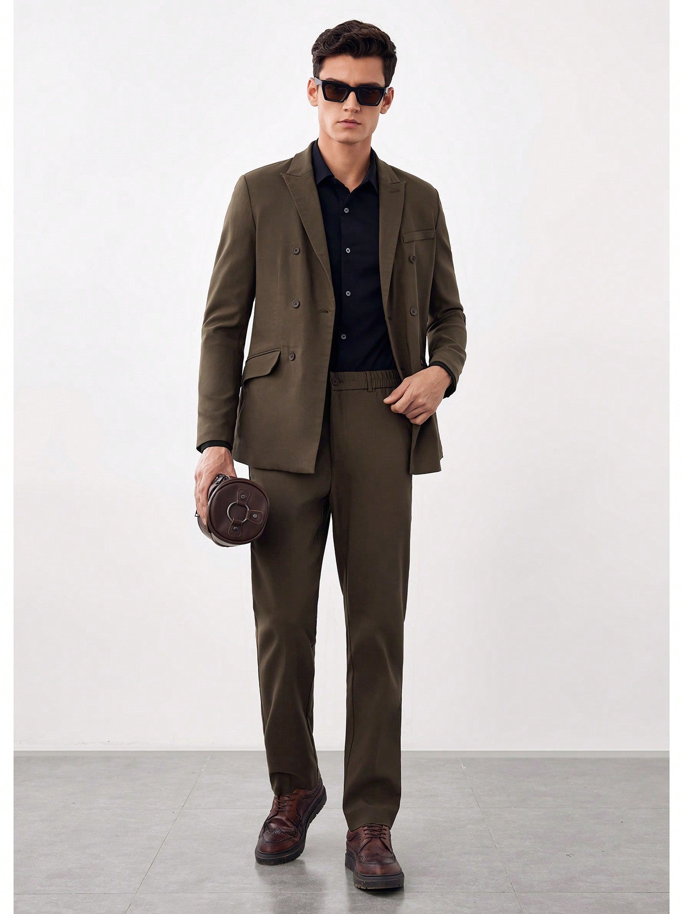 Manfinity Homme Men's Woven Casual Suit Two Piece Set