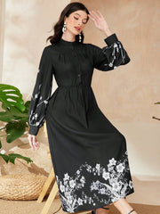 Mulvari Floral Pattern Long Sleeve Dress