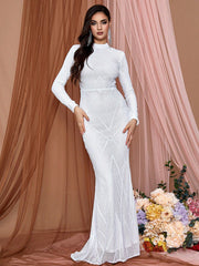 LOVE&LEMONADE White Long Sleeve Mermaid Wedding Dress