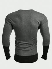 Manfinity Homme Men'S Contrast Color Round Neck Long Sleeve T-Shirt