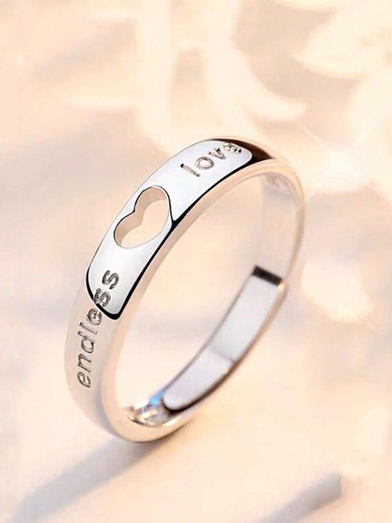 2PCS A Love You Couple Ring Men And Women Hollow Love Crystal Ring Long-Distance Love Gift Opening Ring