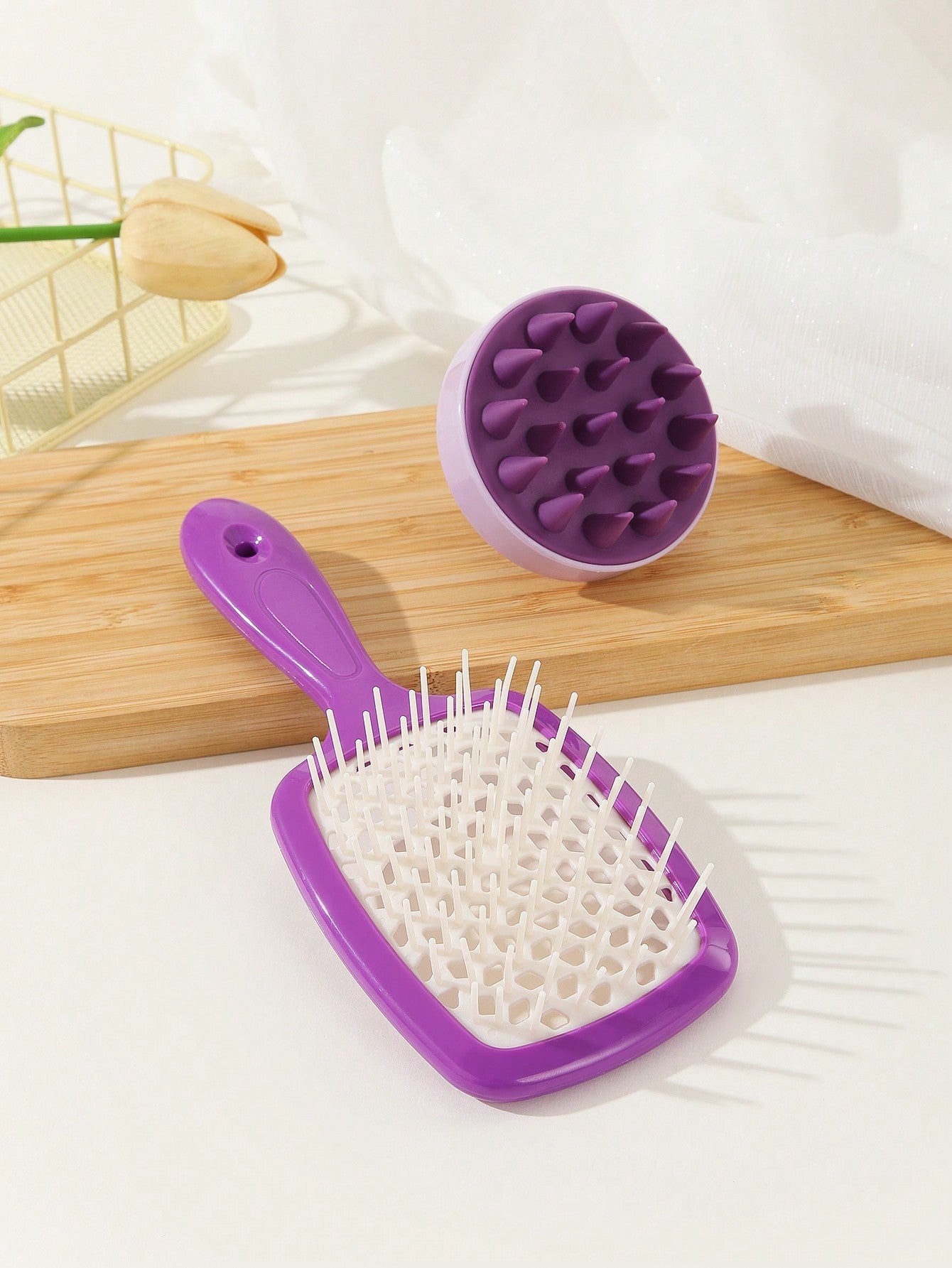 2PCS, 1Pc Shampoo Comb Scalp Massager, 2-In-1 Dry/Wet Hair Scalp Massager Shampoo Brush Scalp Care Brush For Scalp Care, Suitable For Men, Women, And Children, 1pc Hairdressing Massage Hair Drying Quick-Drying Comb Honeycomb Mesh Comb 1PC Purple Non-Knott