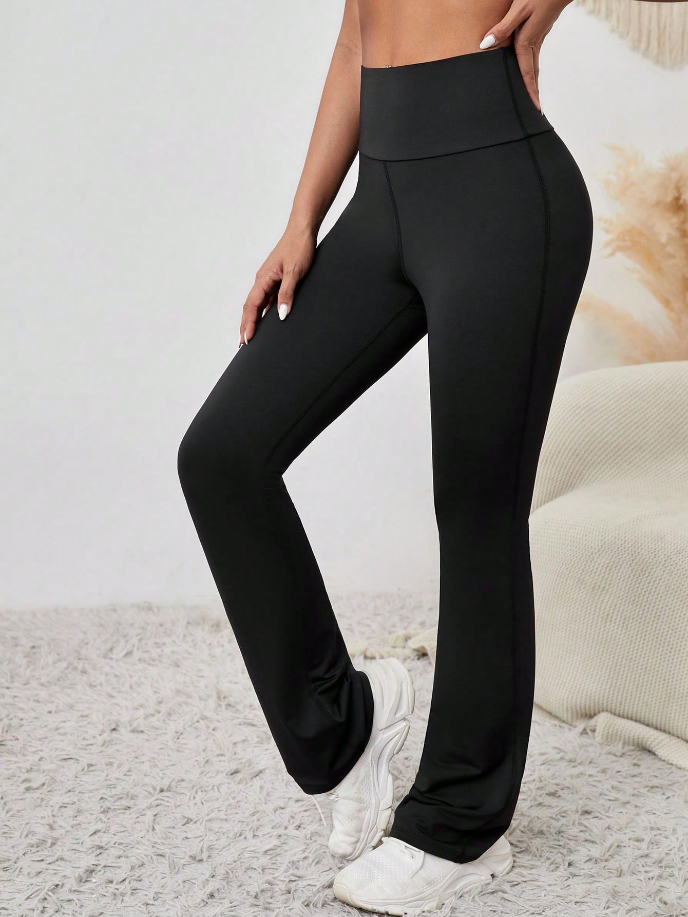 Daily&Casual Solid Color Wide Waistband Sports Pants