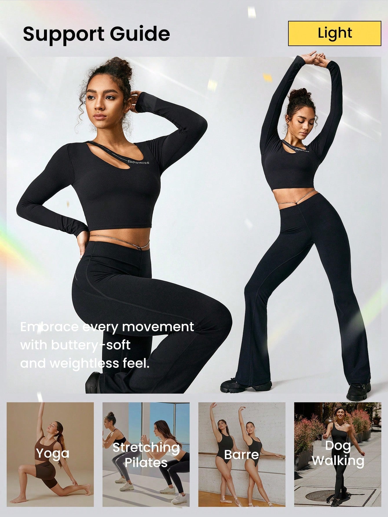 GLOWMODE FeatherFit™ Peak Performance Long Sleeve Asymmetrical Cutout Cropped Top Low Impact Yoga