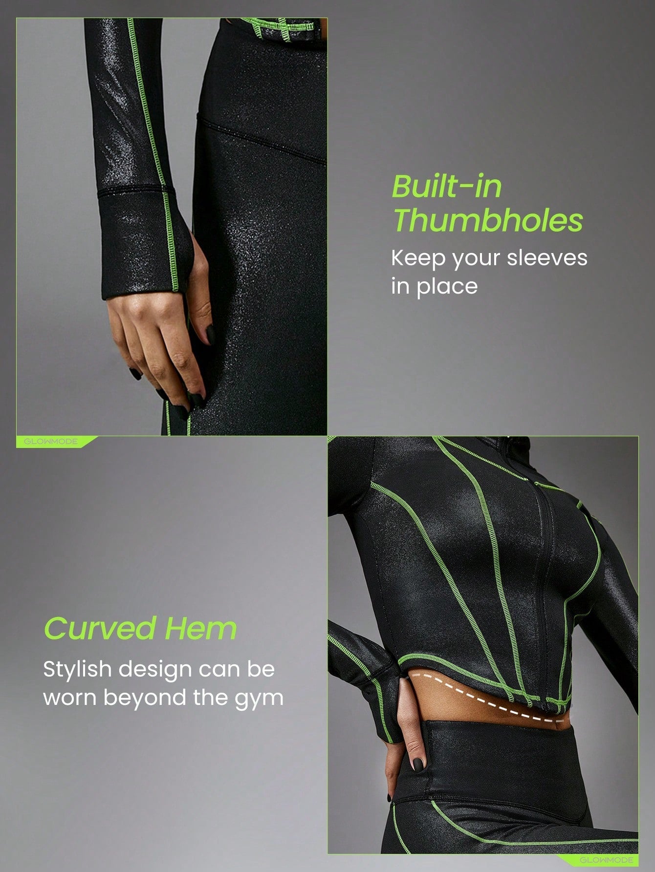 GLOWMODE FeatherFit™-Shine Hit The Pavement Foiled Leather Jacket With Thumbhole Low Impact Daily