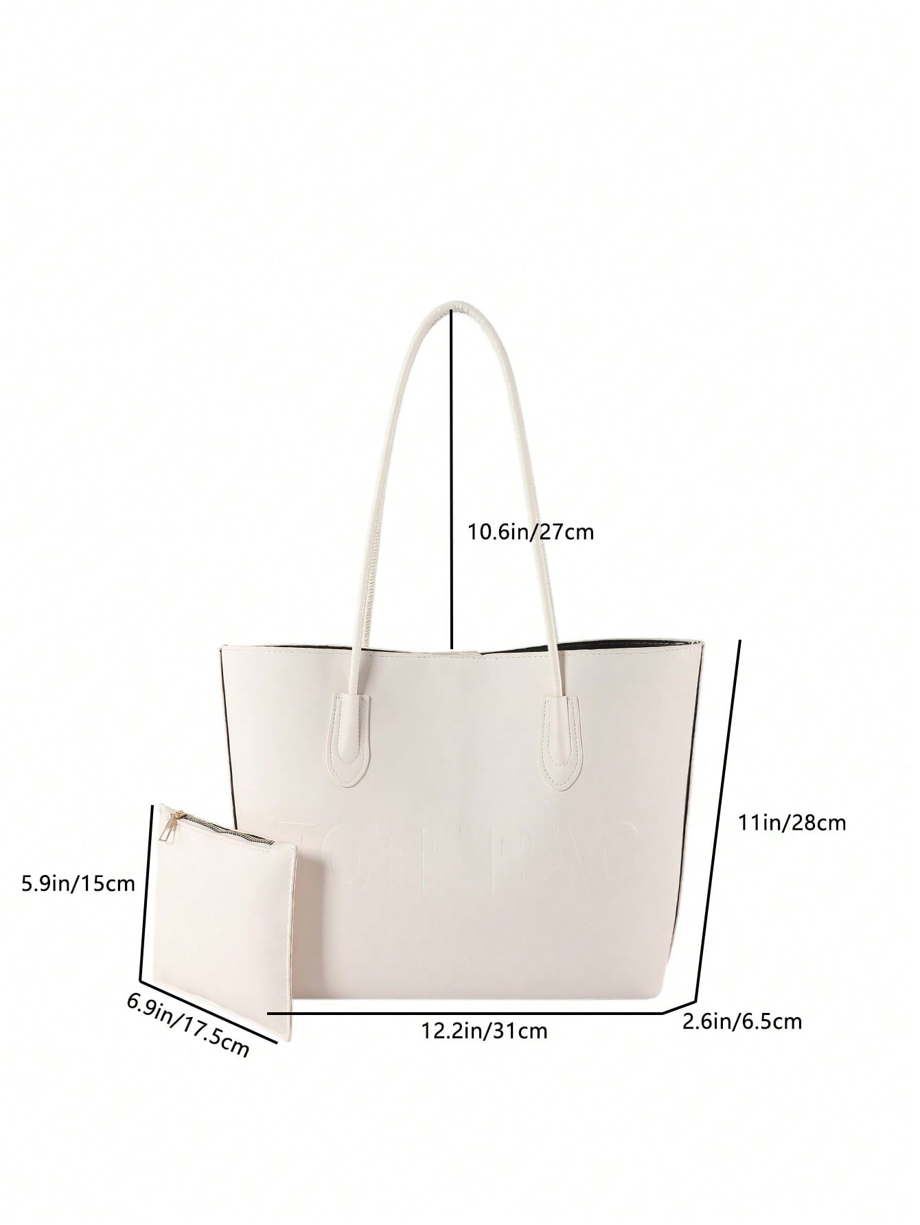 1pc Women'S Fashionable Solid Color Embroidered Thread Combination Tote Bag With Large Capacity And Snap Closure