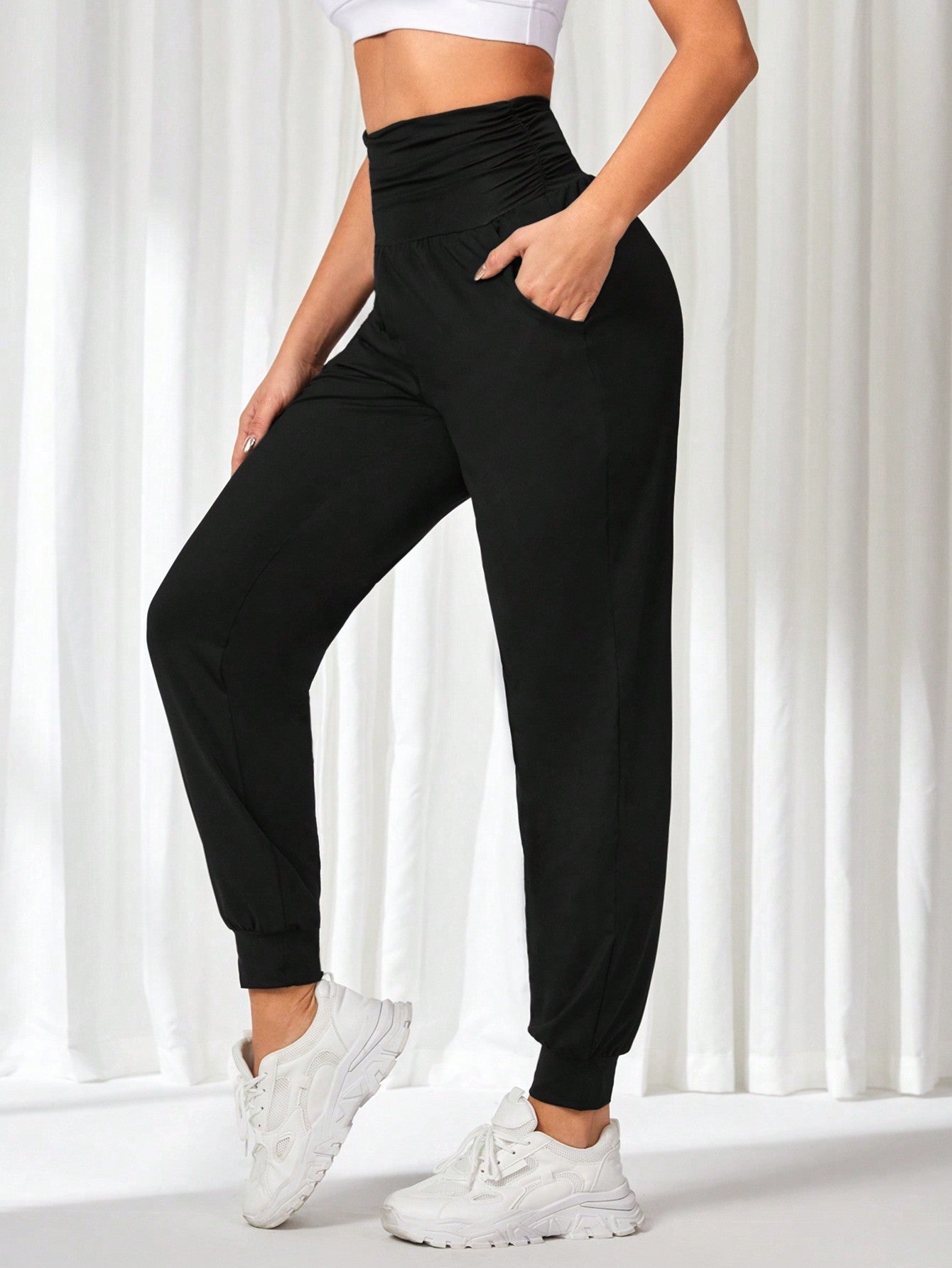 Daily&Casual Women'S Solid Color Elastic Waist Sweatpants