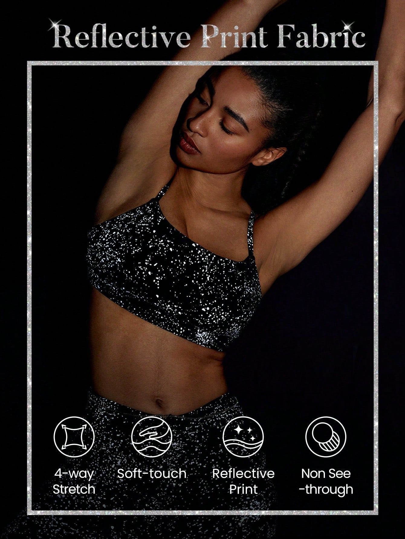 GLOWMODE FeatherFit™-Air Reflective Starry Night Adjustable Sports Bra Light Support Low Impact Daily