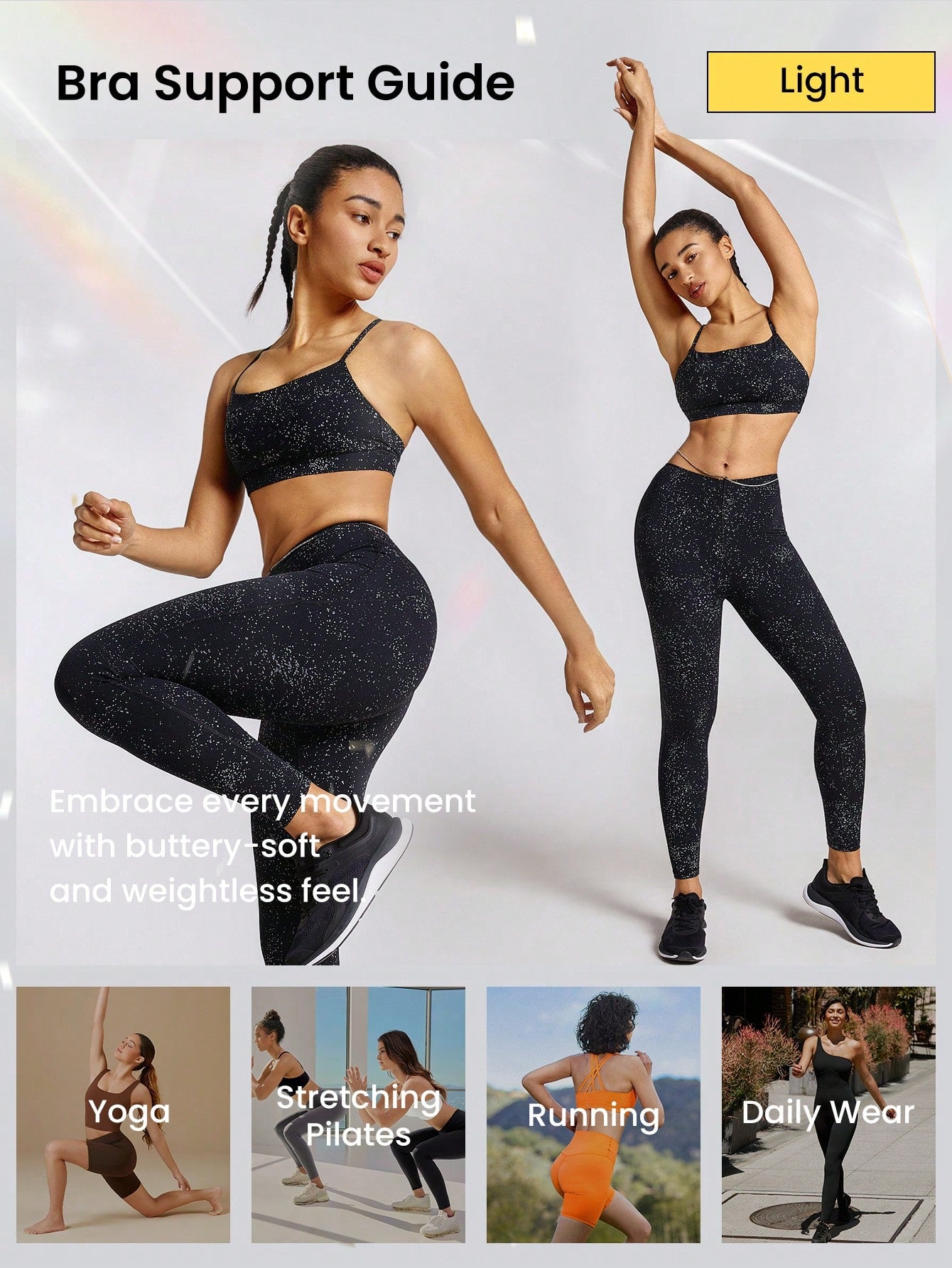 GLOWMODE FeatherFit™-Air Reflective Starry Night Adjustable Sports Bra Light Support Low Impact Daily