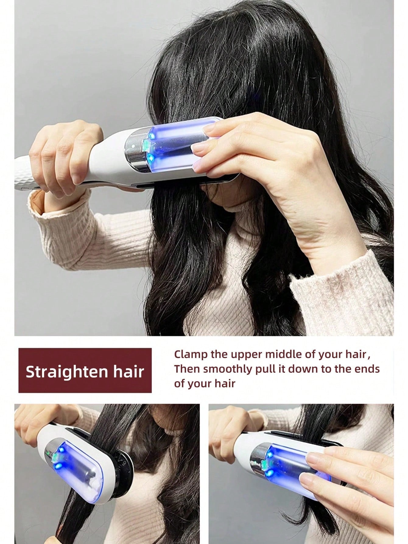 1pc White Hair Split End Trimmer, Usb Rechargeable Wireless Hair Cutting Device, One-Button Operation, Suitable For Hair Trimming