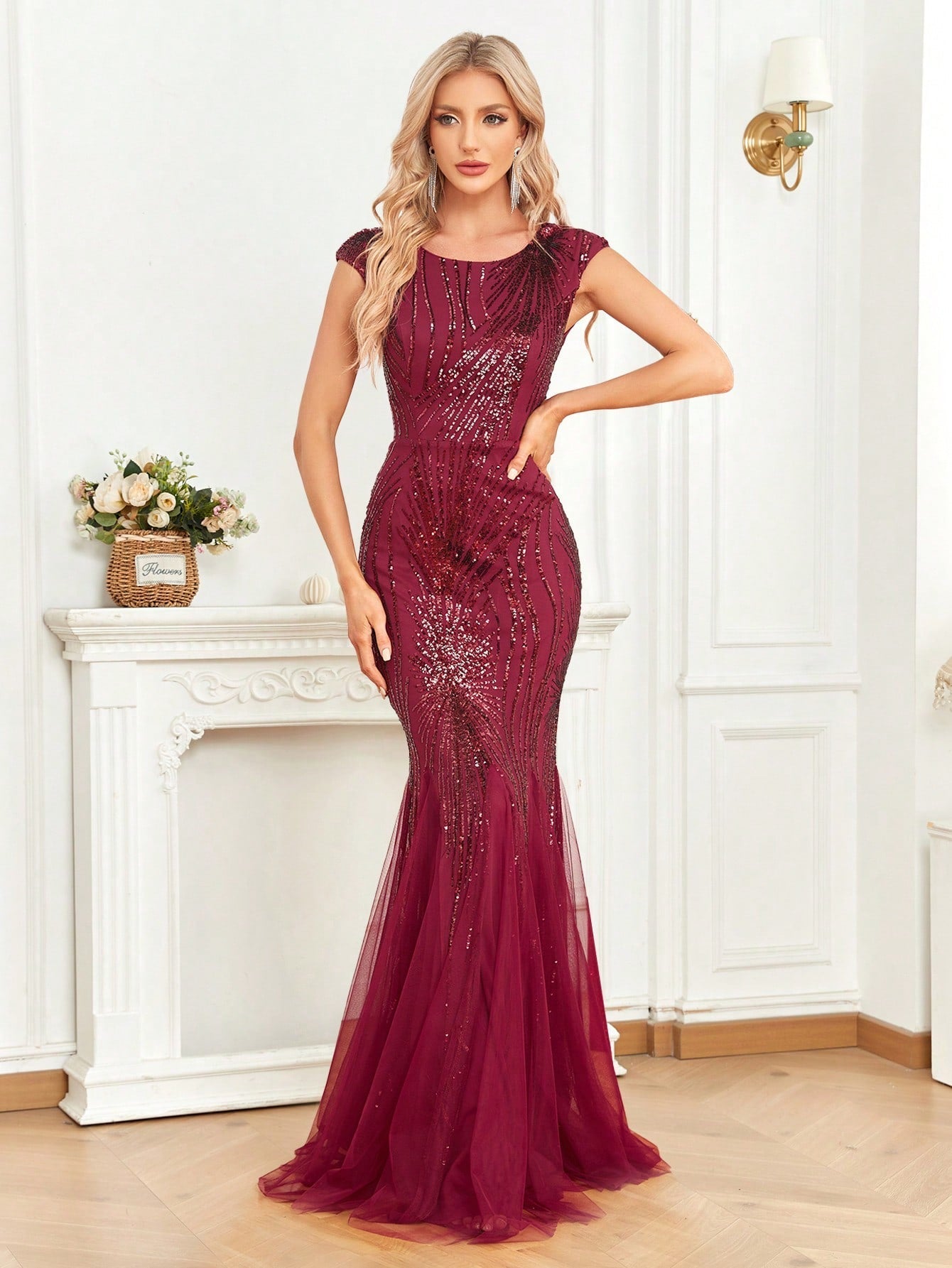 Sequin Mesh Prom Dress