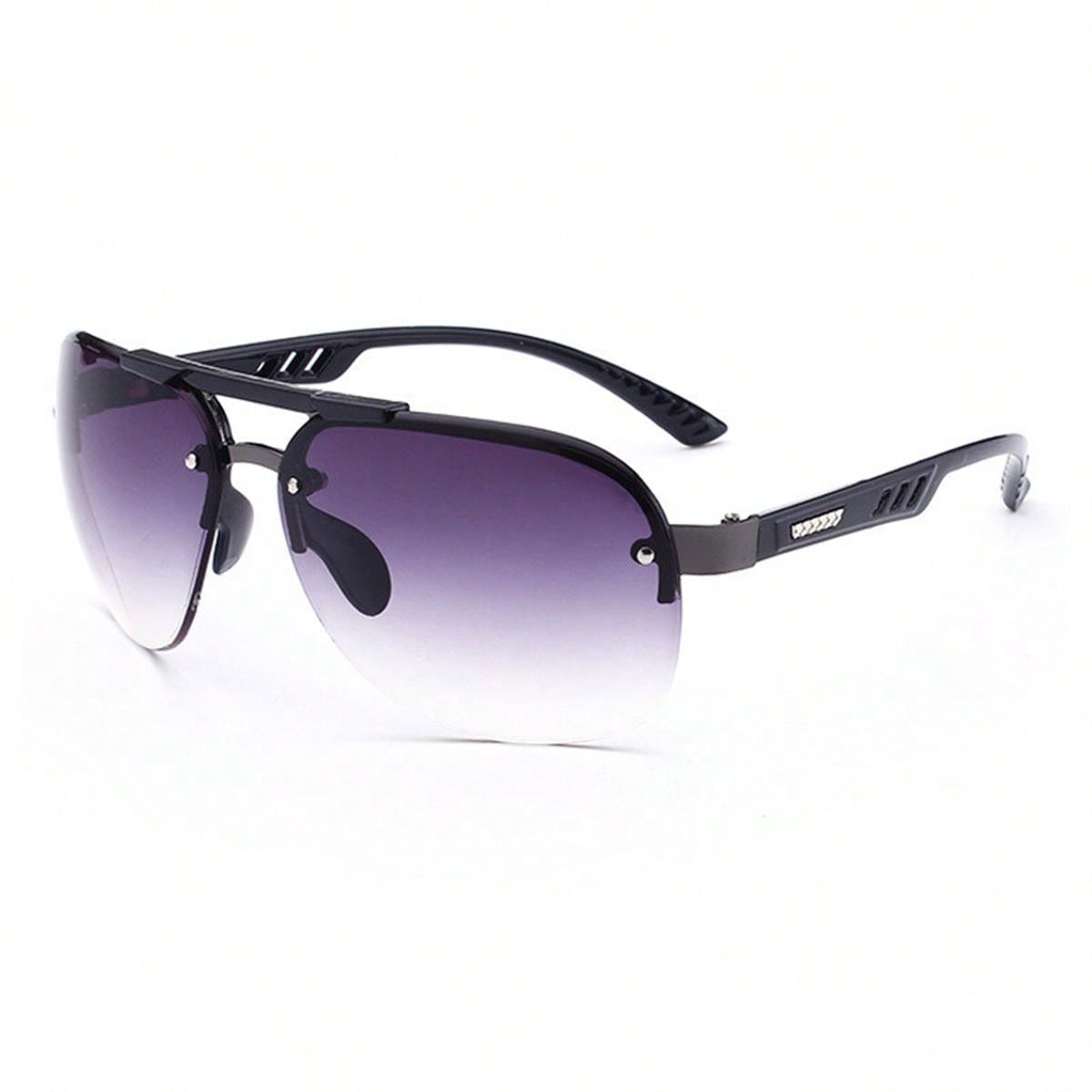 1pc Unisex Fashionable Anti-Reflective Black Framed Pc Material Sunglasses, Suitable For Four Seasons