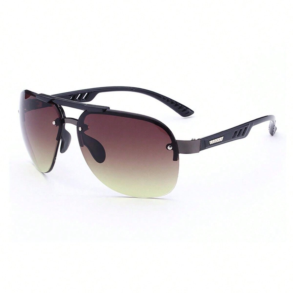 1pc Unisex Fashionable Anti-Reflective Black Framed Pc Material Sunglasses, Suitable For Four Seasons