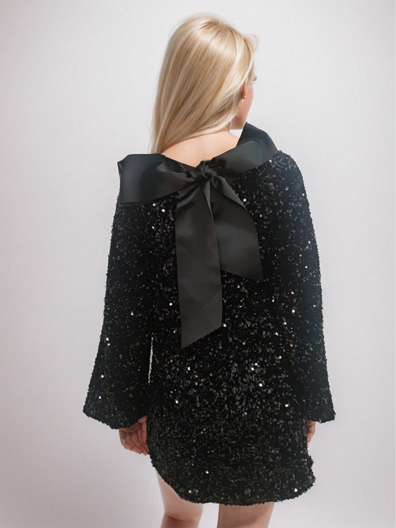 Bow Decoration Sparkly Dress