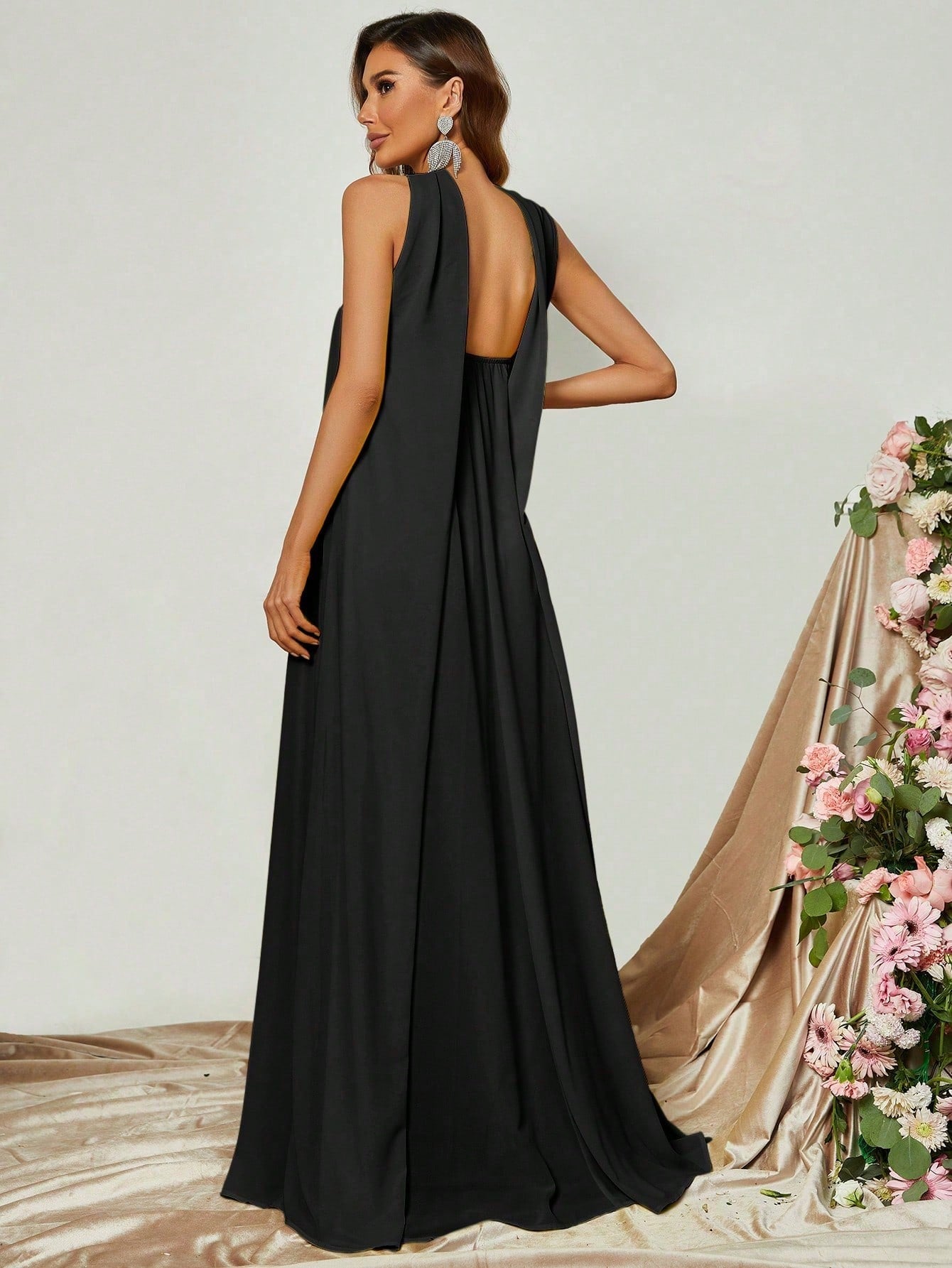 Choker Neck Backless Maxi Formal Dress