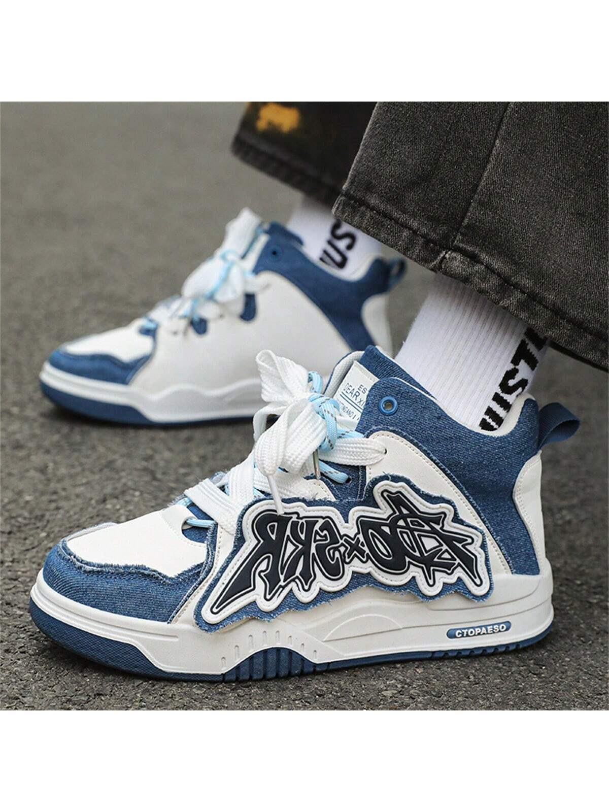 2023 New Style Men's High-top Sneakers, Casual Shoes, All-match Shoes, Student High-top Shoes, Outdoor Travel Sports Shoes