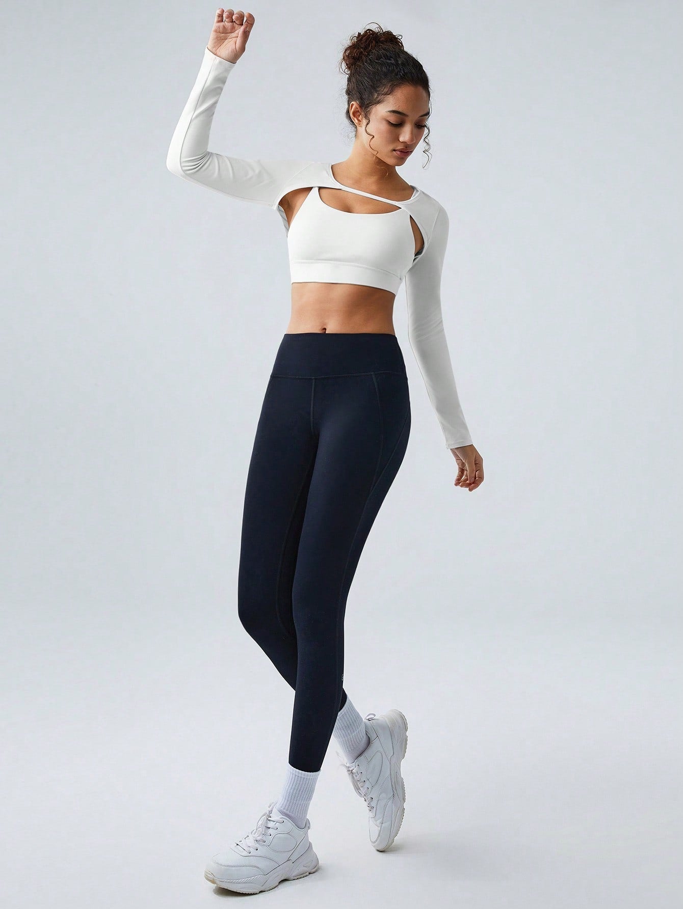 GLOWMODE FeatherFit™ Gravity Long Sleeve Cropped Tank Shrug Top Low Impact Yoga Daily