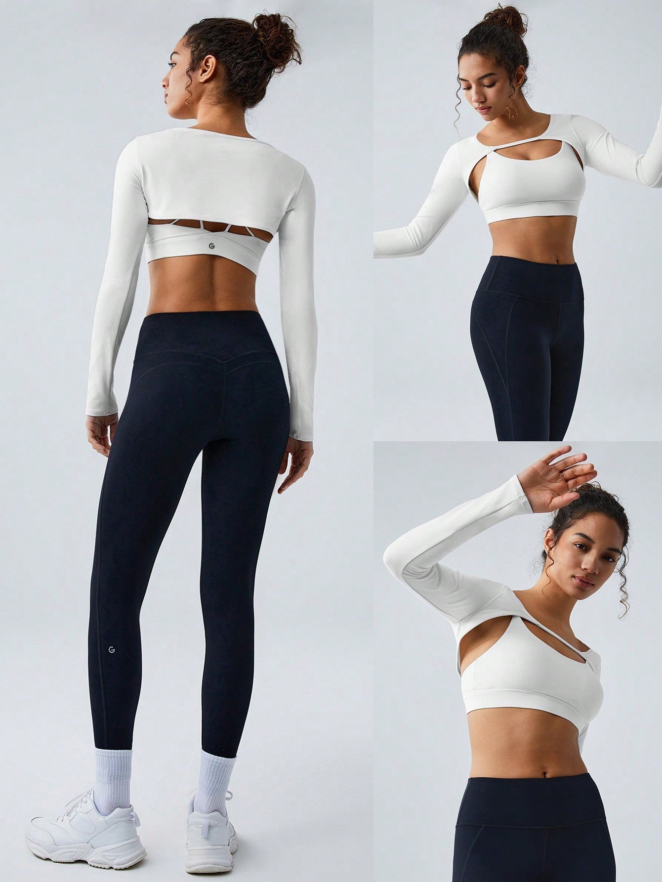 GLOWMODE FeatherFit™ Gravity Long Sleeve Cropped Tank Shrug Top Low Impact Yoga Daily