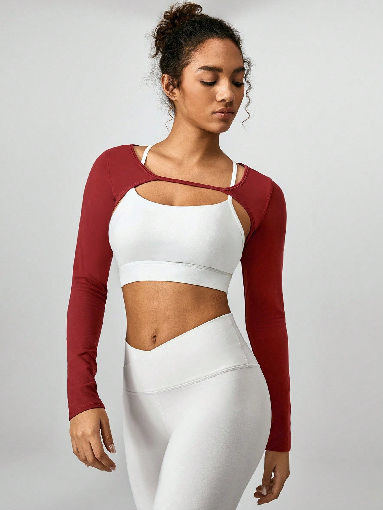 GLOWMODE FeatherFit™ Gravity Long Sleeve Cropped Tank Shrug Top Low Impact Yoga Daily