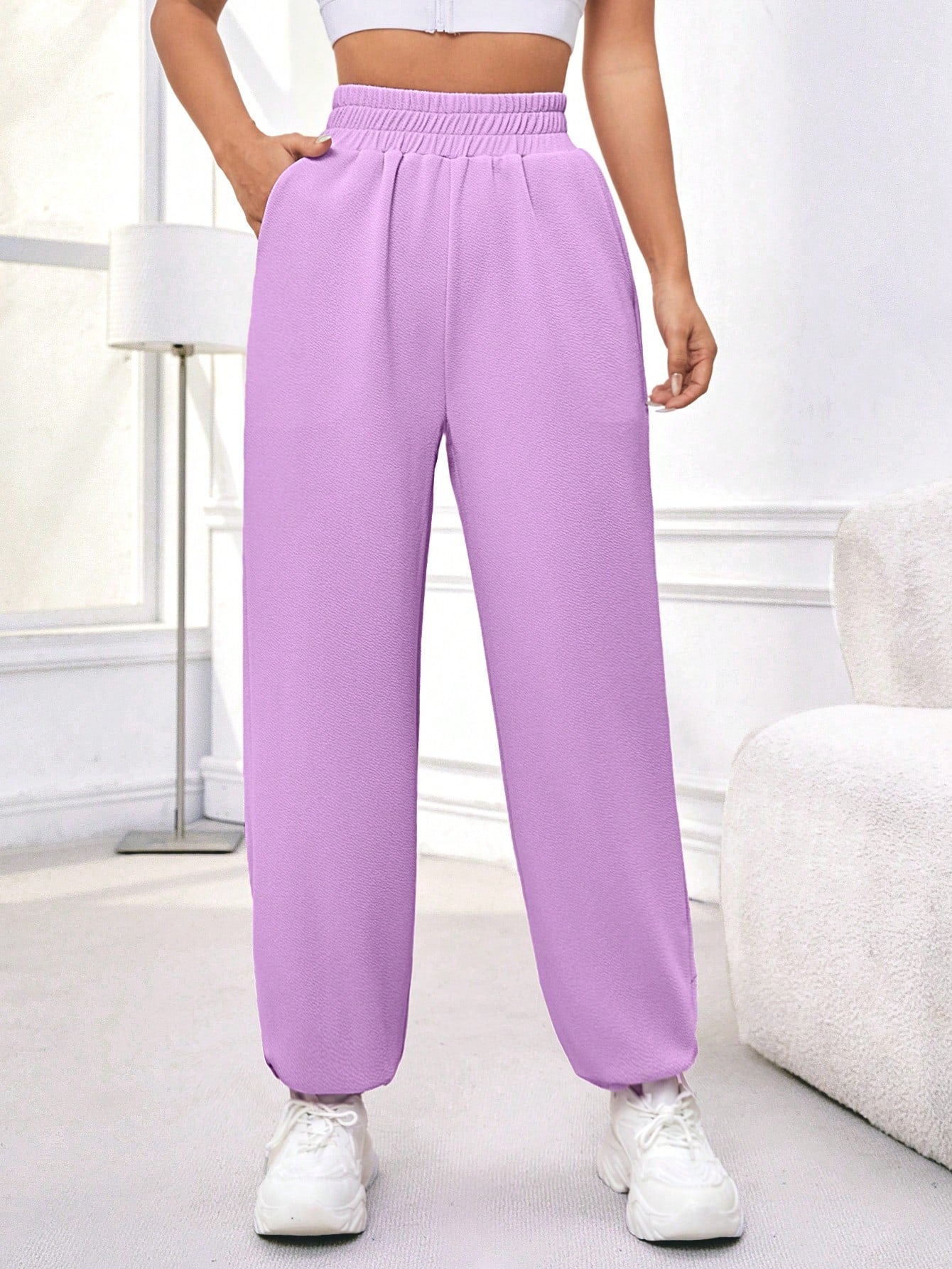 Daily&Casual Women'S Solid Color Elastic Waist Sweatpants