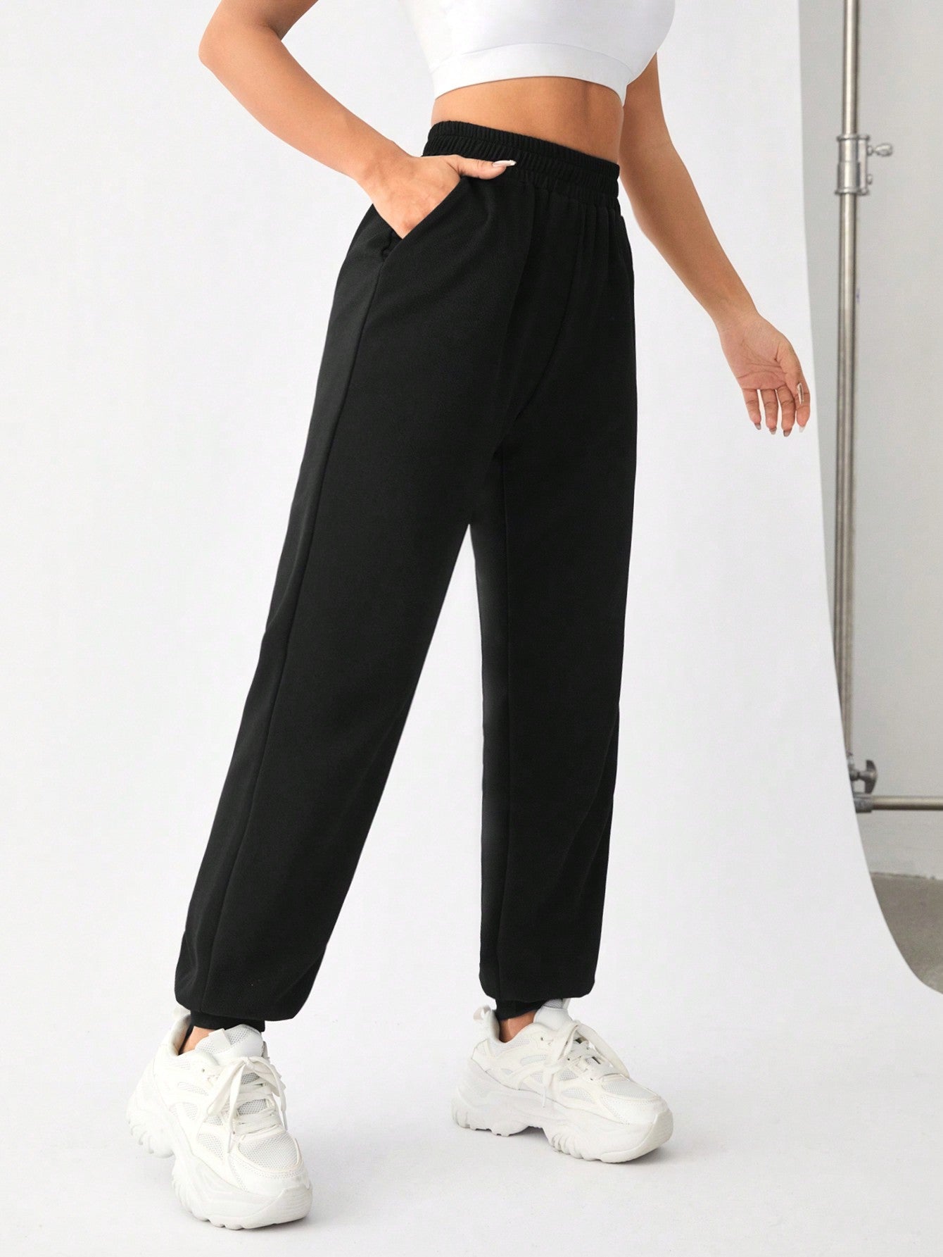 Daily&Casual Women'S Solid Color Elastic Waist Sweatpants