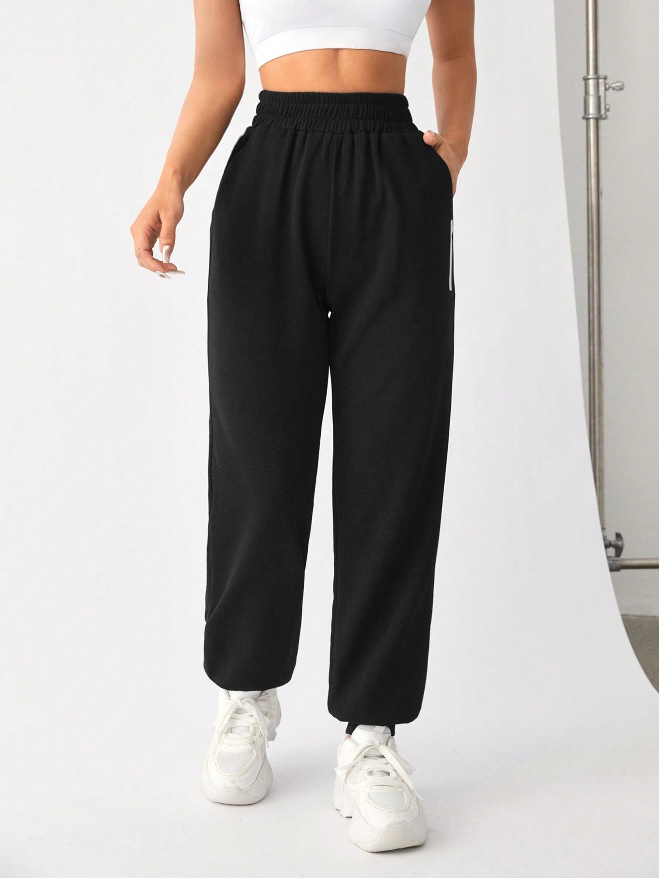 Daily&Casual Women'S Solid Color Elastic Waist Sweatpants