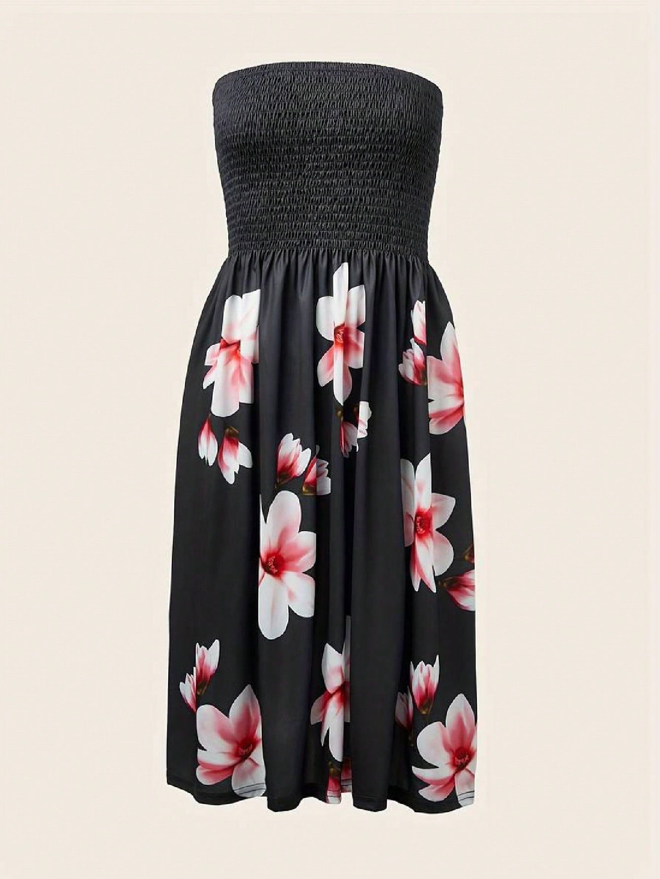 Women's Printed Flower Patchwork Strapless Dress