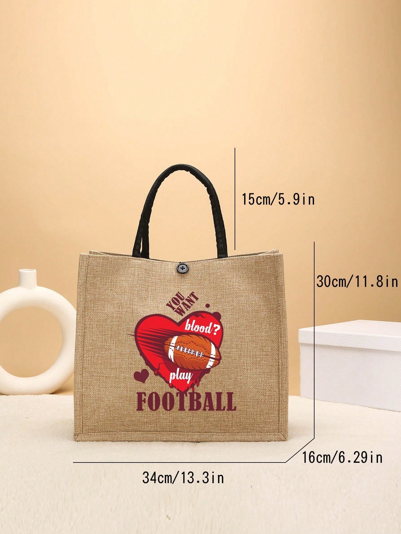 1 Pc Commuter Bag Canvas Bag Toth's Package Square Bag Handbag Portable Large Capcity Button Closure For Festivals Work School Gift Bag Flying Vacation Casual Love Valentine's Day Pattern  Pattern For College Students Girl Office Worker Woman Couple Valen