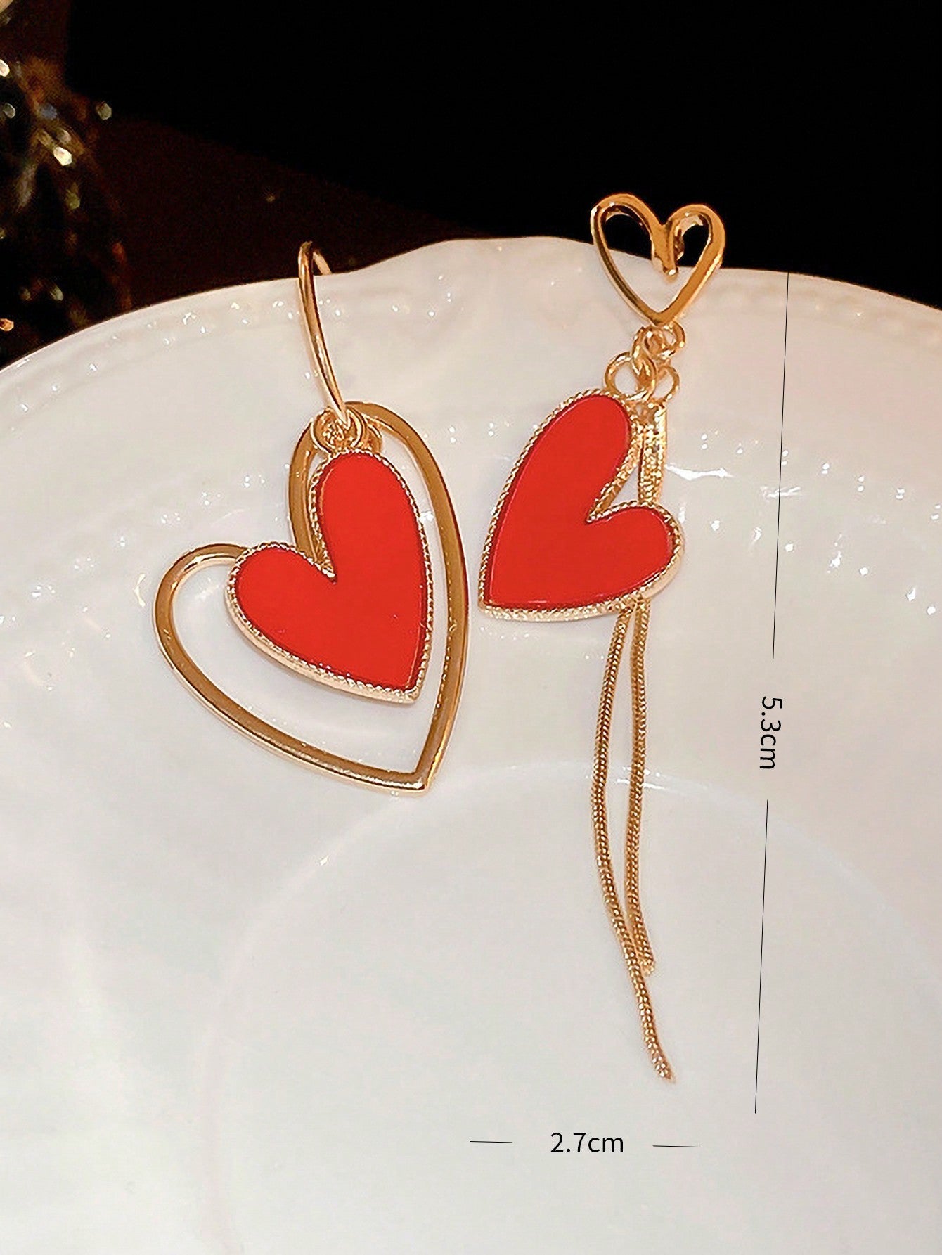 1pair Asymmetric Hollow Out Heart Shaped Earrings