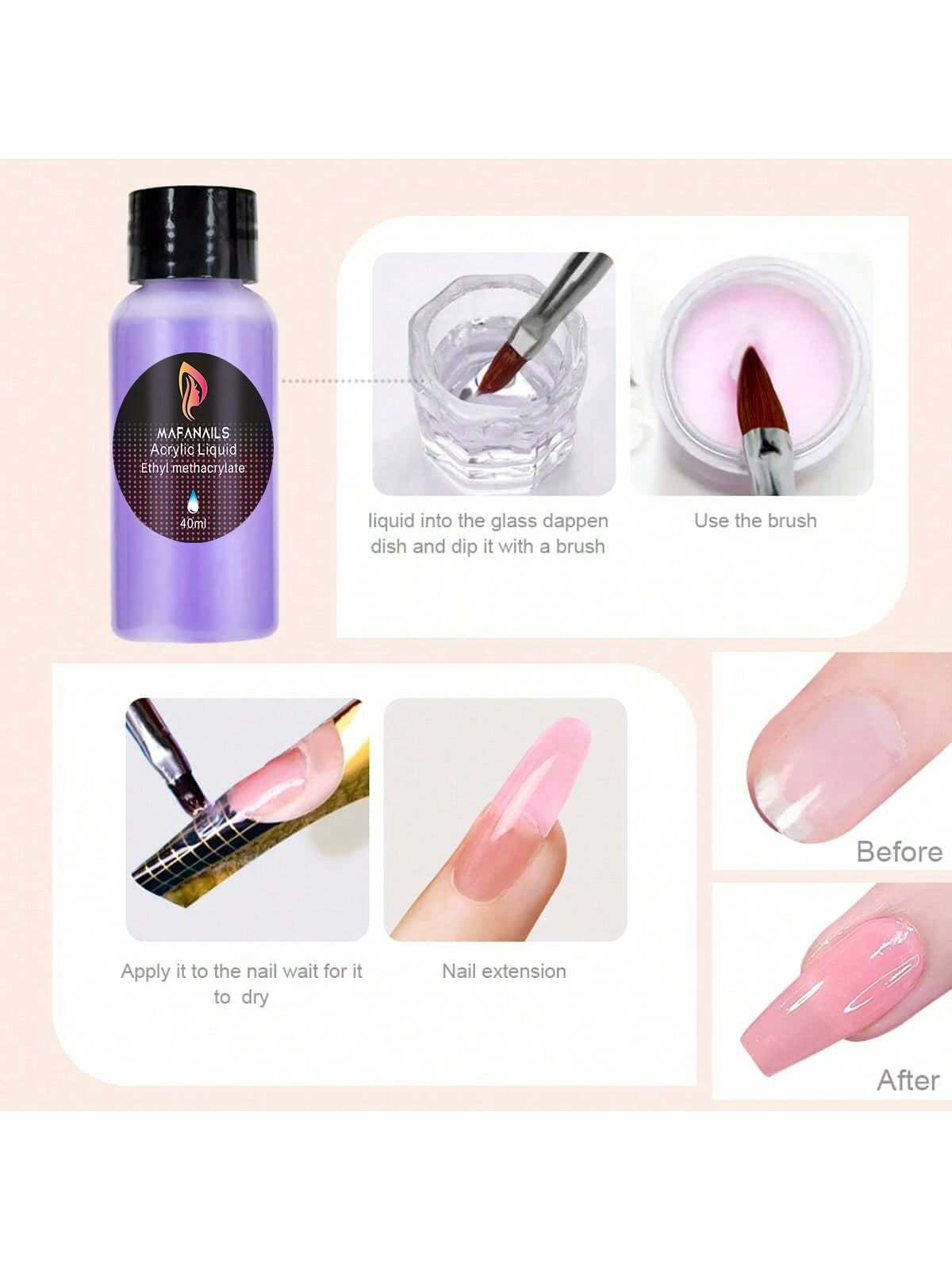 Acrylic Nail Kit - Clear/White/Pink Acrylic Powder And Liquid Set With Acrylic Nail Brush For Long-Lasting Professional DIY Acrylic Nail Art Beginner-Friendly Acrylic Nail Kit