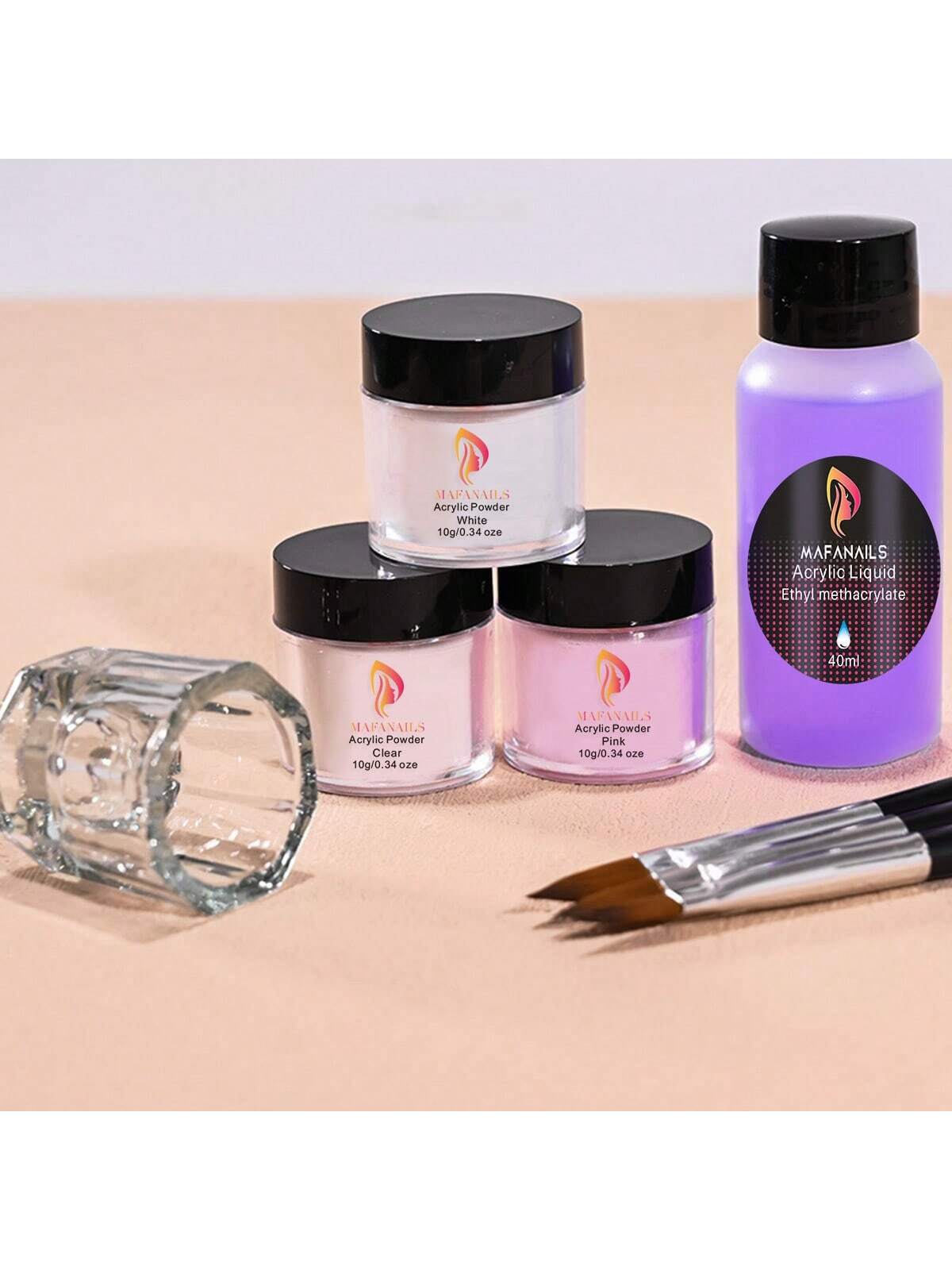 Acrylic Nail Kit - Clear/White/Pink Acrylic Powder And Liquid Set With Acrylic Nail Brush For Long-Lasting Professional DIY Acrylic Nail Art Beginner-Friendly Acrylic Nail Kit