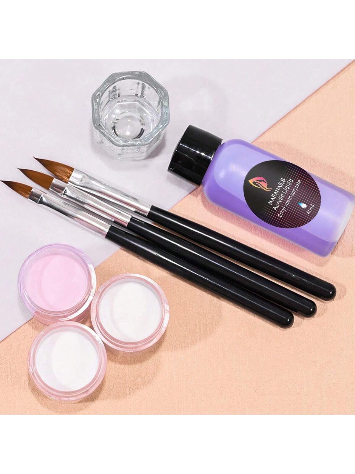 Acrylic Nail Kit - Clear/White/Pink Acrylic Powder And Liquid Set With Acrylic Nail Brush For Long-Lasting Professional DIY Acrylic Nail Art Beginner-Friendly Acrylic Nail Kit