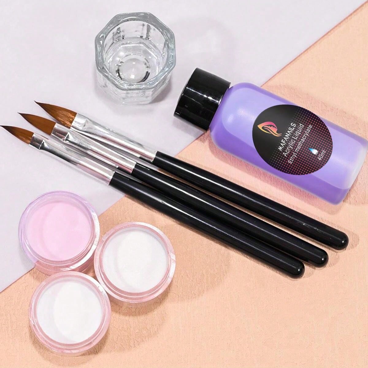 Acrylic Nail Kit - Clear/White/Pink Acrylic Powder And Liquid Set With Acrylic Nail Brush For Long-Lasting Professional DIY Acrylic Nail Art Beginner-Friendly Acrylic Nail Kit