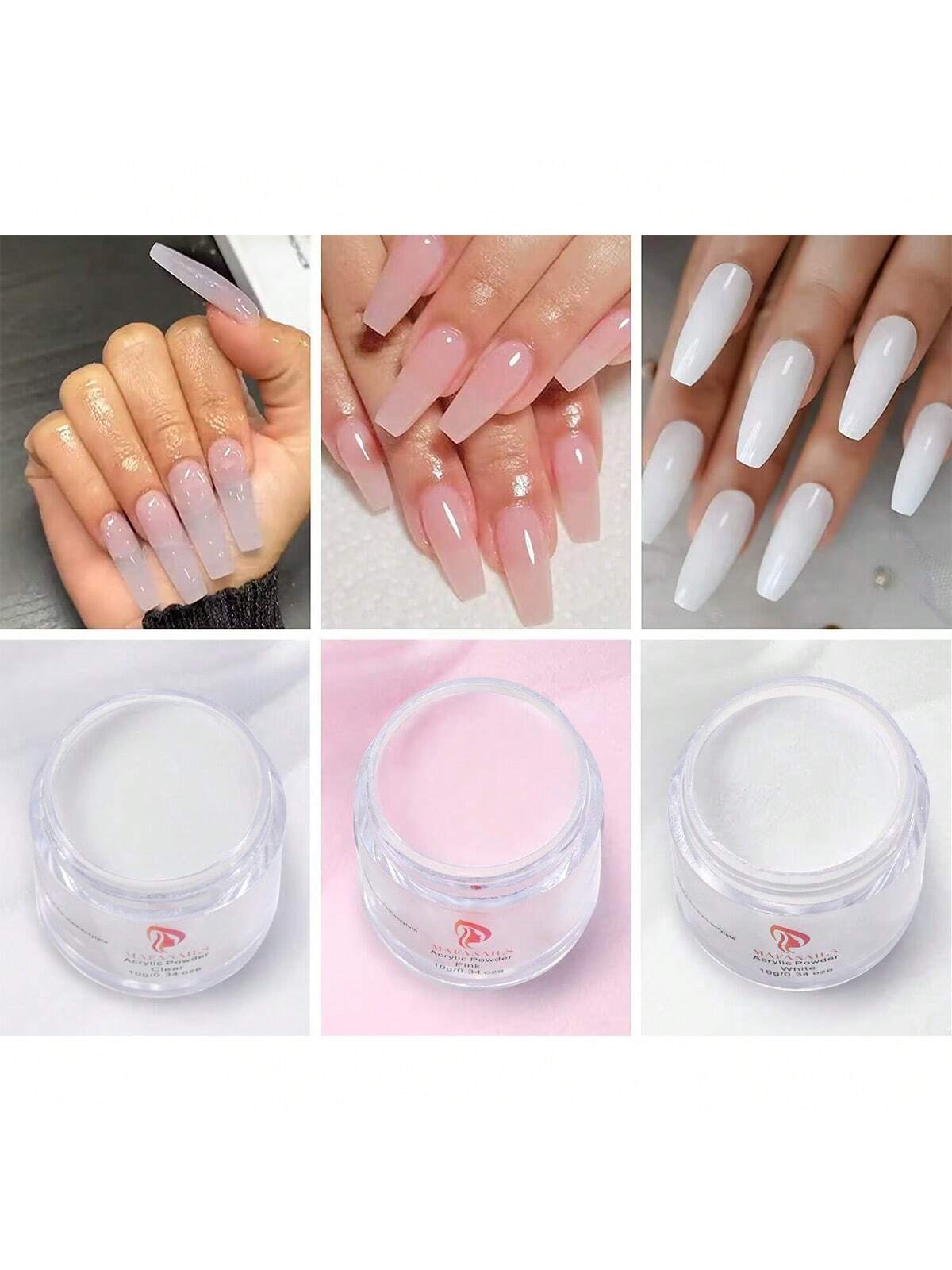 Acrylic Nail Kit - Clear/White/Pink Acrylic Powder And Liquid Set With Acrylic Nail Brush For Long-Lasting Professional DIY Acrylic Nail Art Beginner-Friendly Acrylic Nail Kit