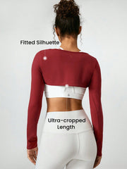 GLOWMODE FeatherFit™ Gravity Long Sleeve Cropped Tank Shrug Top Low Impact Yoga Daily