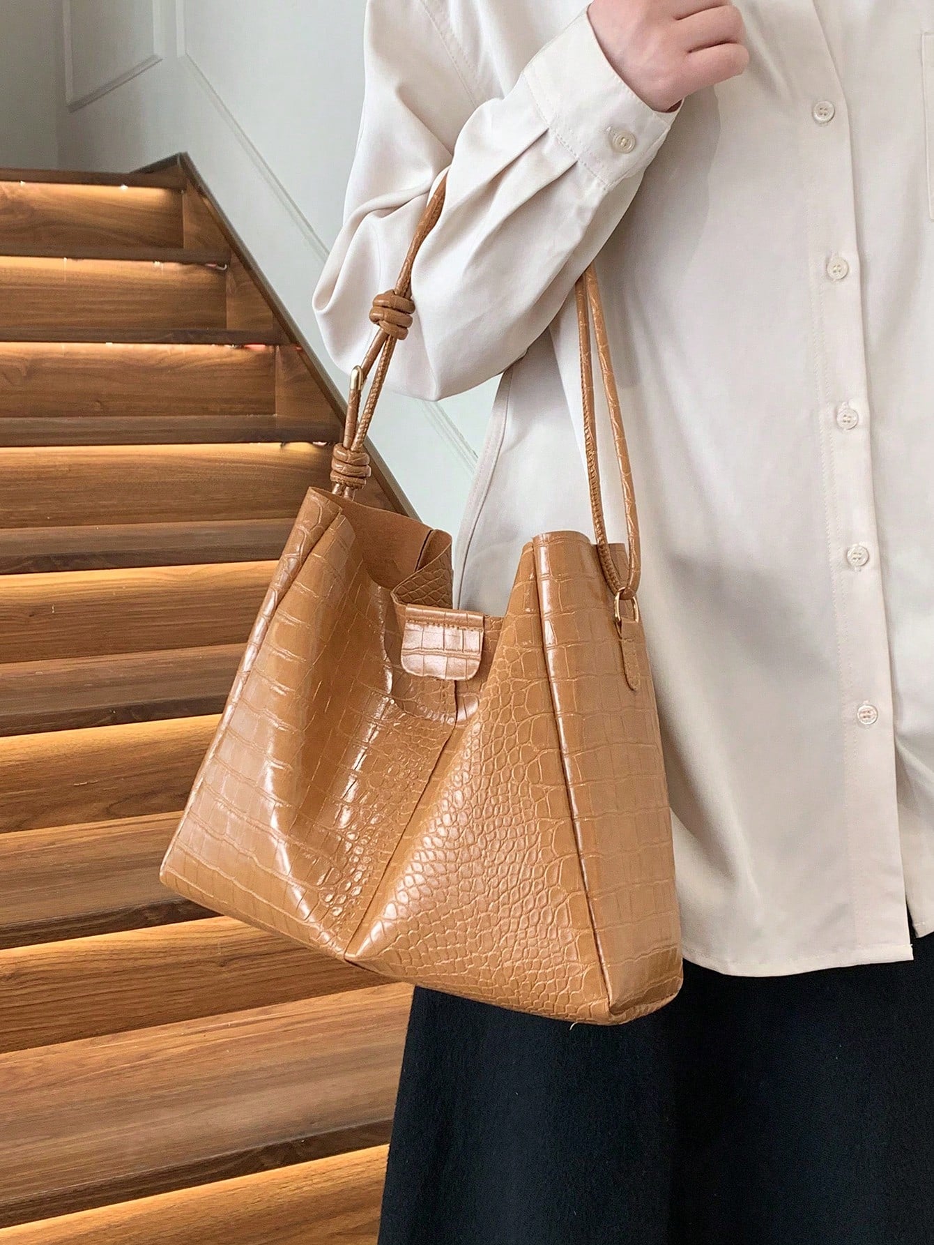 2pcs/Set Women's Fashionable Elegant Light Luxury Single Shoulder Bag With Simple Textured Design For Dating And Streetwear, Four Seasons