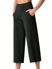 GEMCHO Womens' Yoga Pants With Pockets And Tummy Control High Waist In Flare Crop