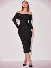 Modely Sparkling One Shoulder Slim Fit Dress