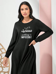 Mulvari Women's Long Sleeve Dress With Slogan Print