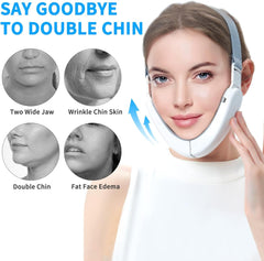 Double Chin Reducer Machine, 6 Modes and 12 Intensity Levels Electric Double Chin Eliminator,Smart Double Chin Face Lift Device with Magnetic Massage, V Face Beauty Device for Woman (White)